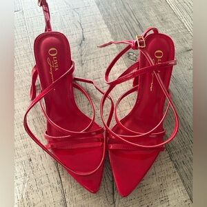 Olivia Women's Vibrant Red Strappy Heels
